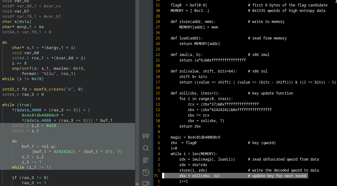 the decryption routine